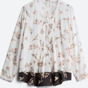 Pale Sky Elfega Split Neck Pleated Top